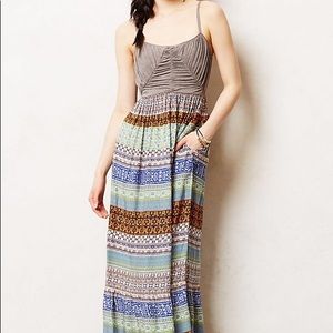 Anthropologie Lilka Plaited Print Maxi Dress